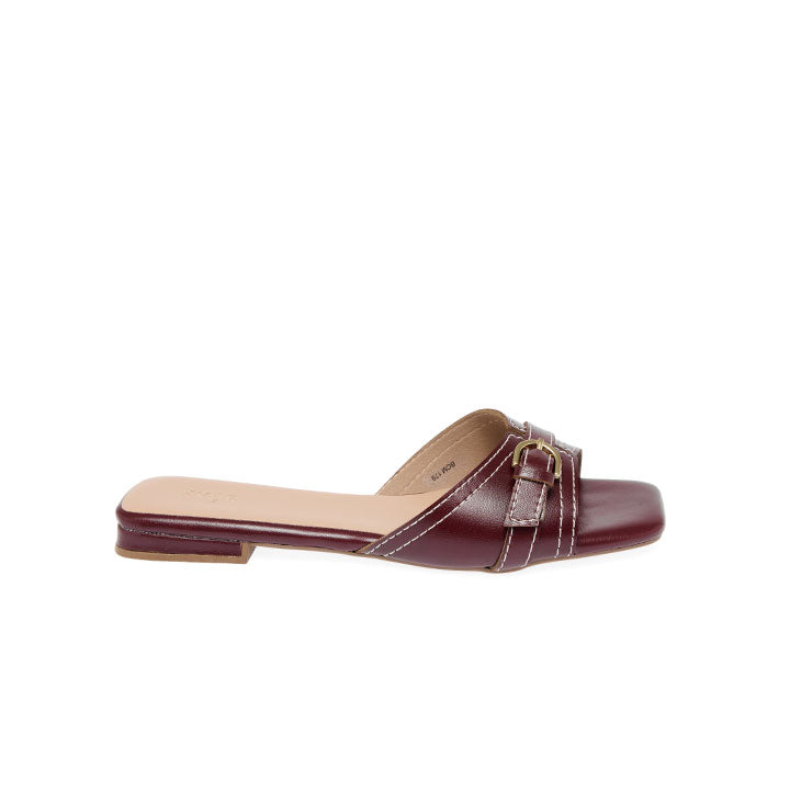 FYOR Flat Sandal #color_burgundy