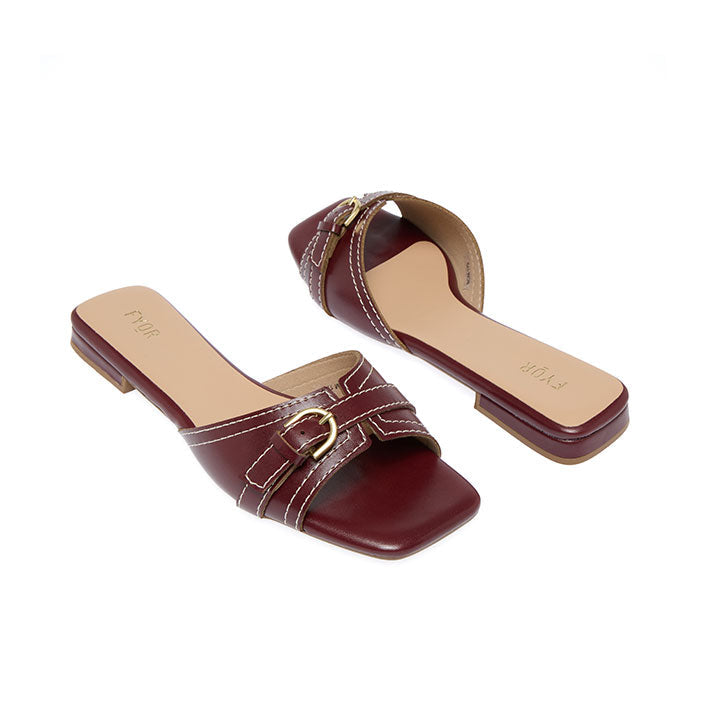 FYOR Flat Sandal #color_burgundy