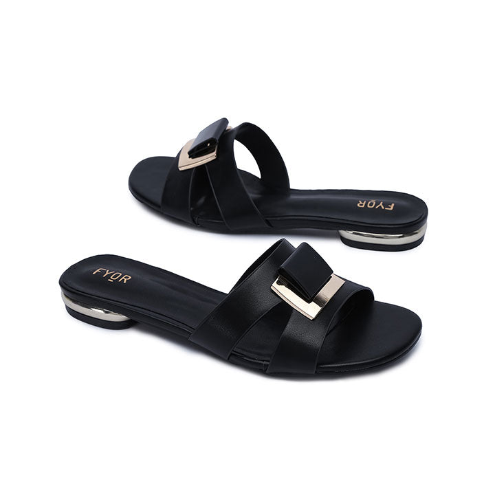FYOR Flat Sandal #color_black