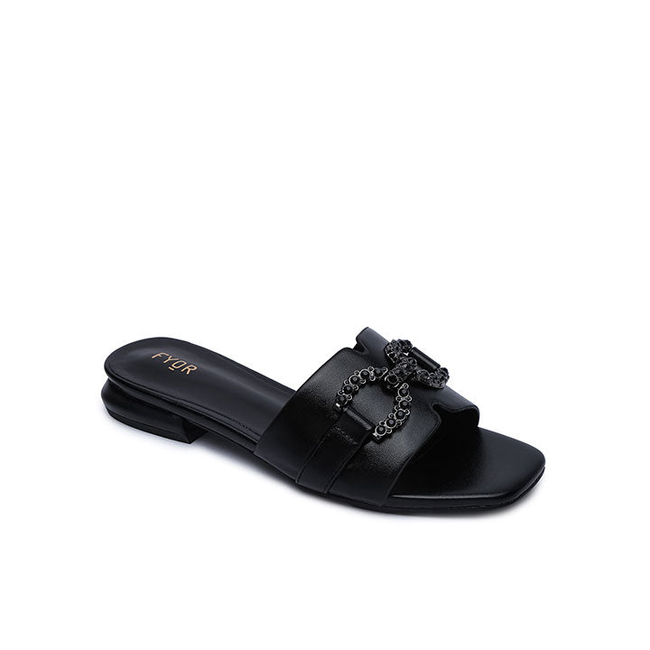 FYOR Flat Sandal #color_black