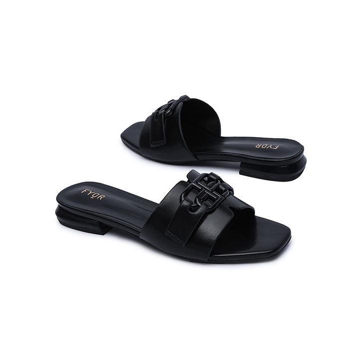 FYOR Flat Sandal #color_black