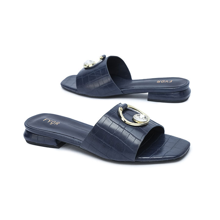 FYOR Flat Sandal #color_navy-blue