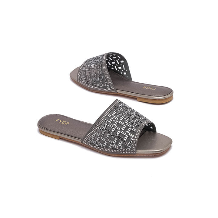 Fyor MY 262 Flat sandal #color_gunmetal