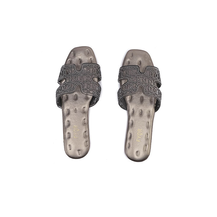 Fyor MY 264 Flat sandal #color_gunmetal