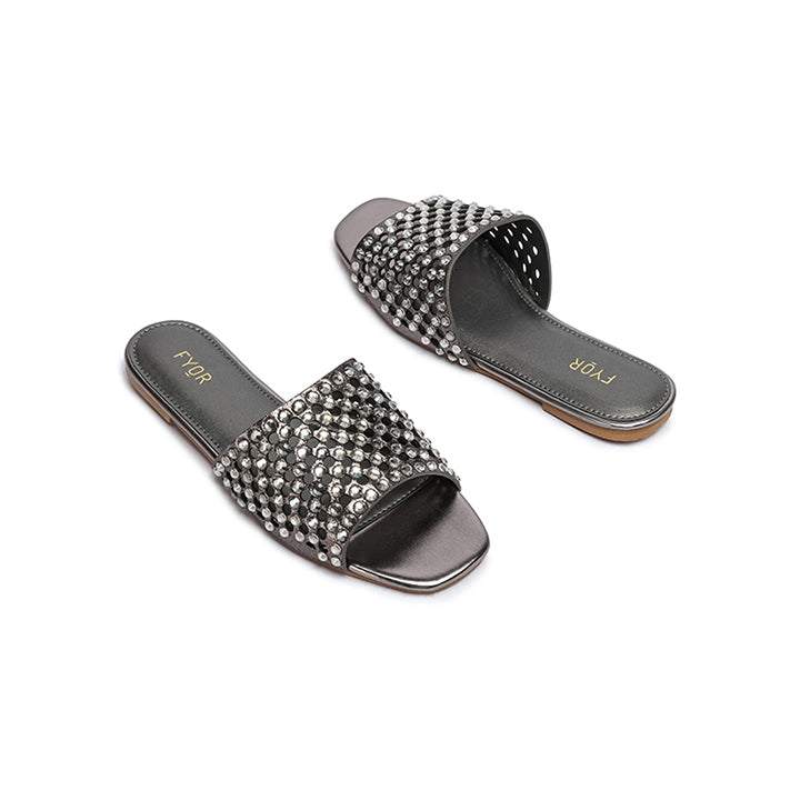Fyor MY 286 Flat sandal #color_gunmetal