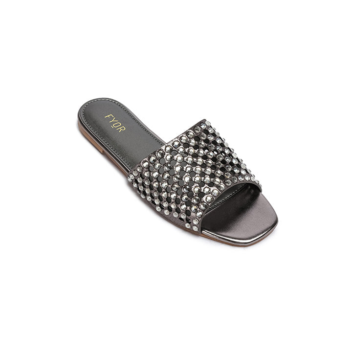 Fyor MY 286 Flat sandal #color_gunmetal