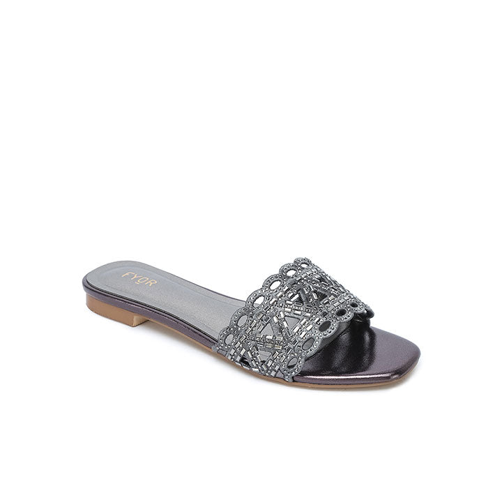 Fyor MY 319 Flat sandal #color_gunmetal