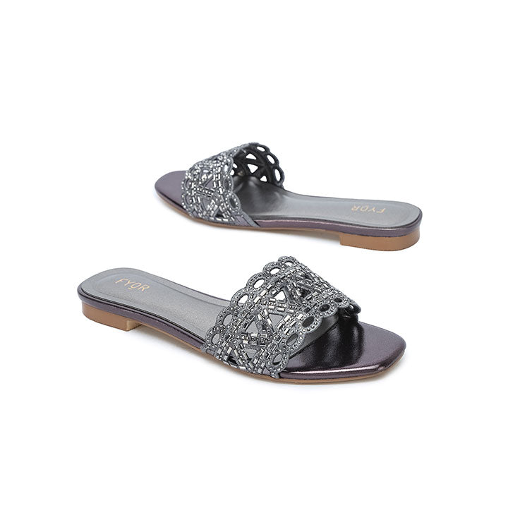 Fyor MY 319 Flat sandal #color_gunmetal