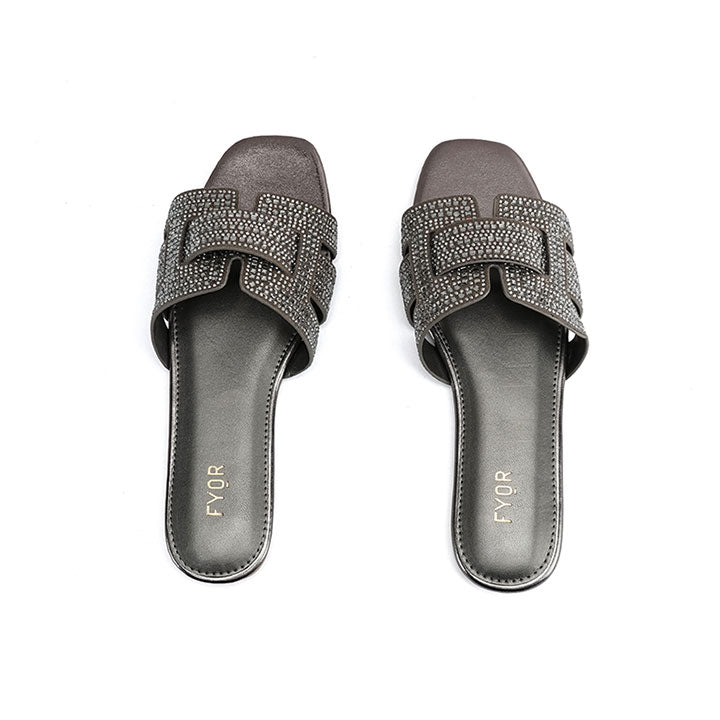 Fyor MY 332 Flat sandal #color_gunmetal
