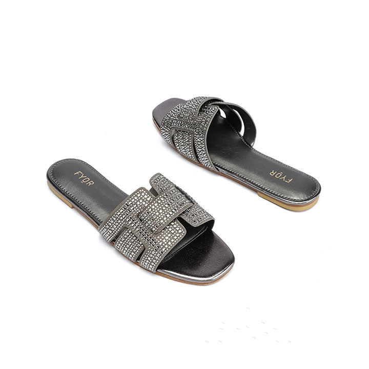 Fyor MY 332 Flat sandal #color_gunmetal