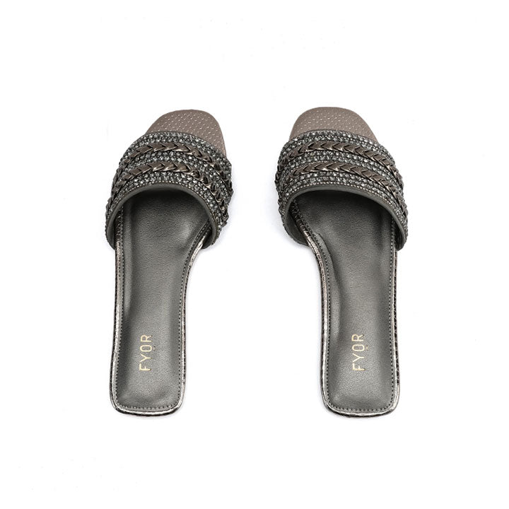 Fyor MY 334 Flat sandal #color_gunmetal