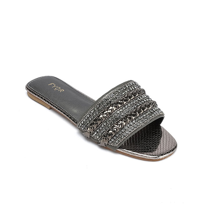 Fyor MY 334 Flat sandal #color_gunmetal