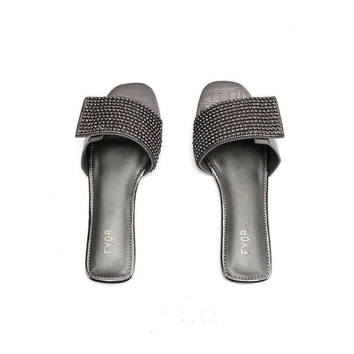 Fyor MY 342 Flat Sandal #color_gunmetal