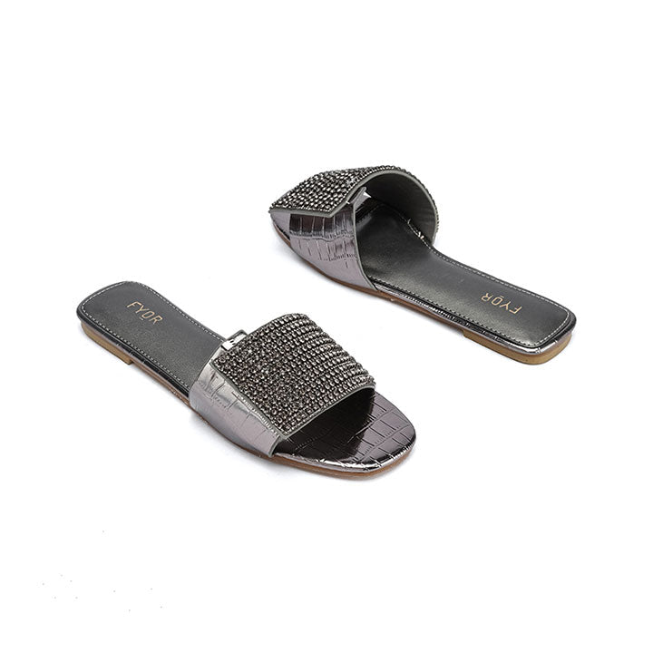 Fyor MY 342 Flat Sandal #color_gunmetal