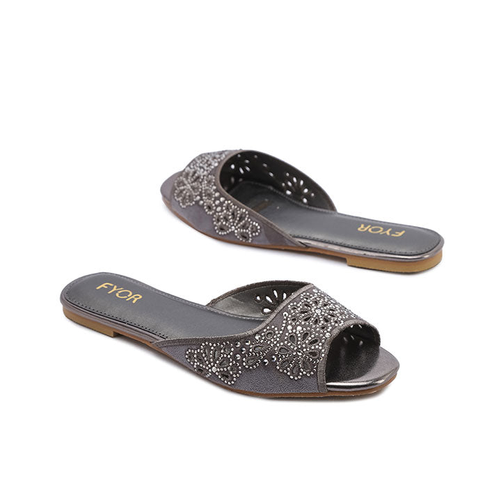 FYOR Flat Sandal #color_gunmetal