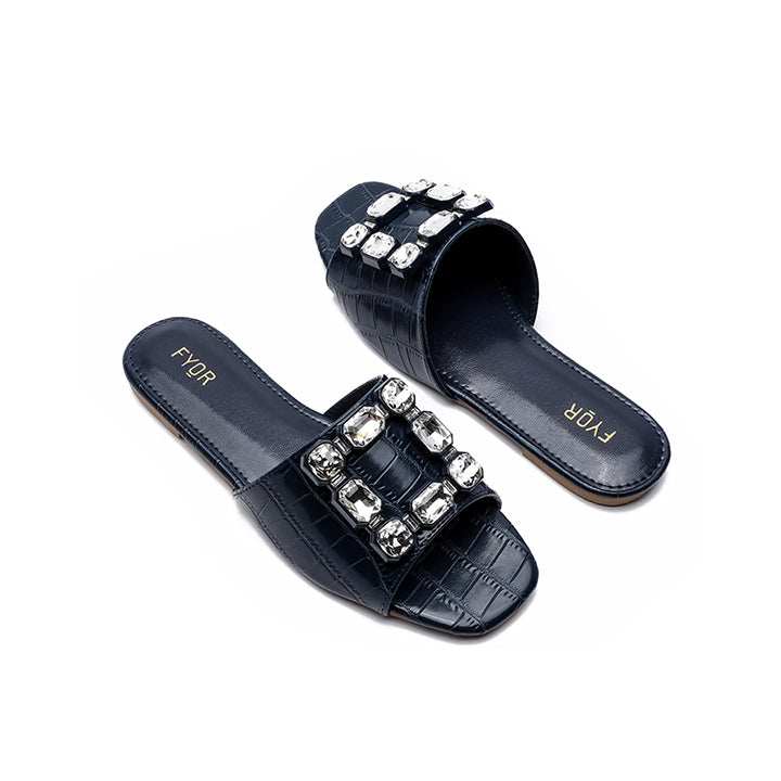 Fyor MY 223 Flat sandal #color_navy-blue