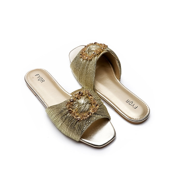 Fyor MY 224 Flat sandal #color_gold